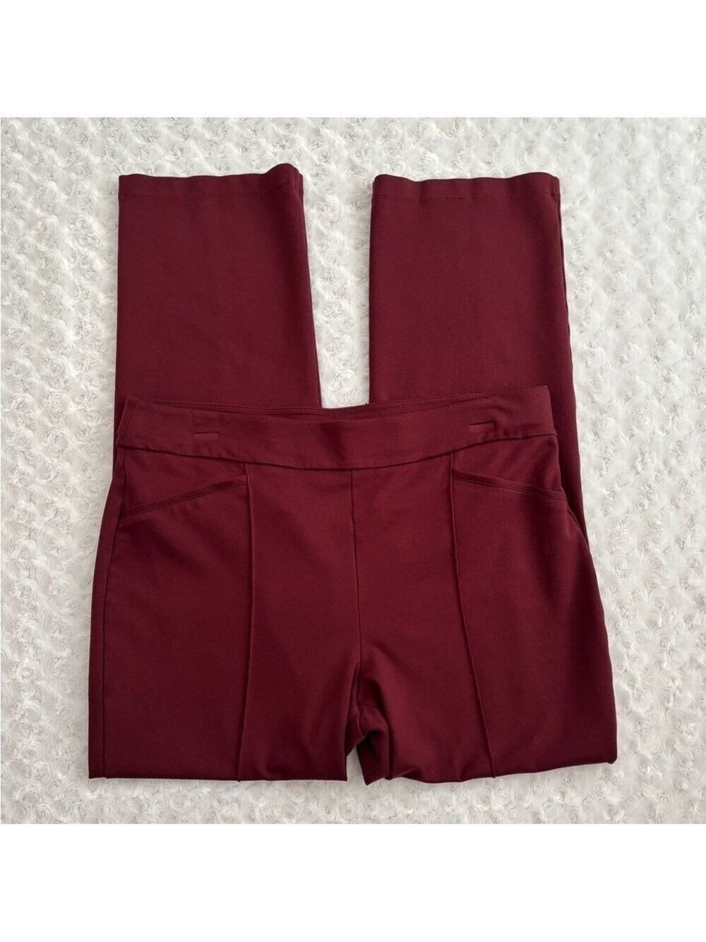 Est 1946 Burgundy Ponte Pants Large Straight Leg Pull On - Picture 3 of 8